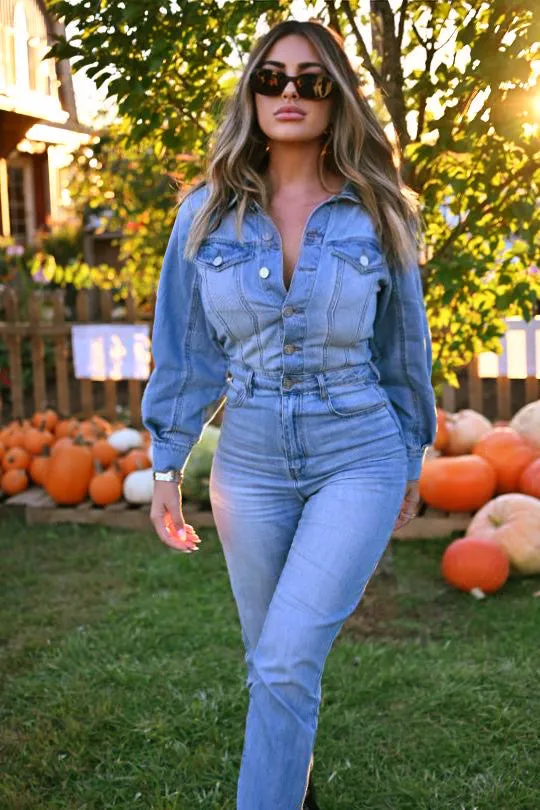 Cheyenne High Waist Denim Jumpsuit