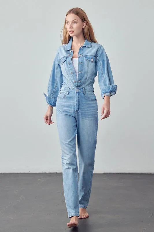 Cheyenne High Waist Denim Jumpsuit