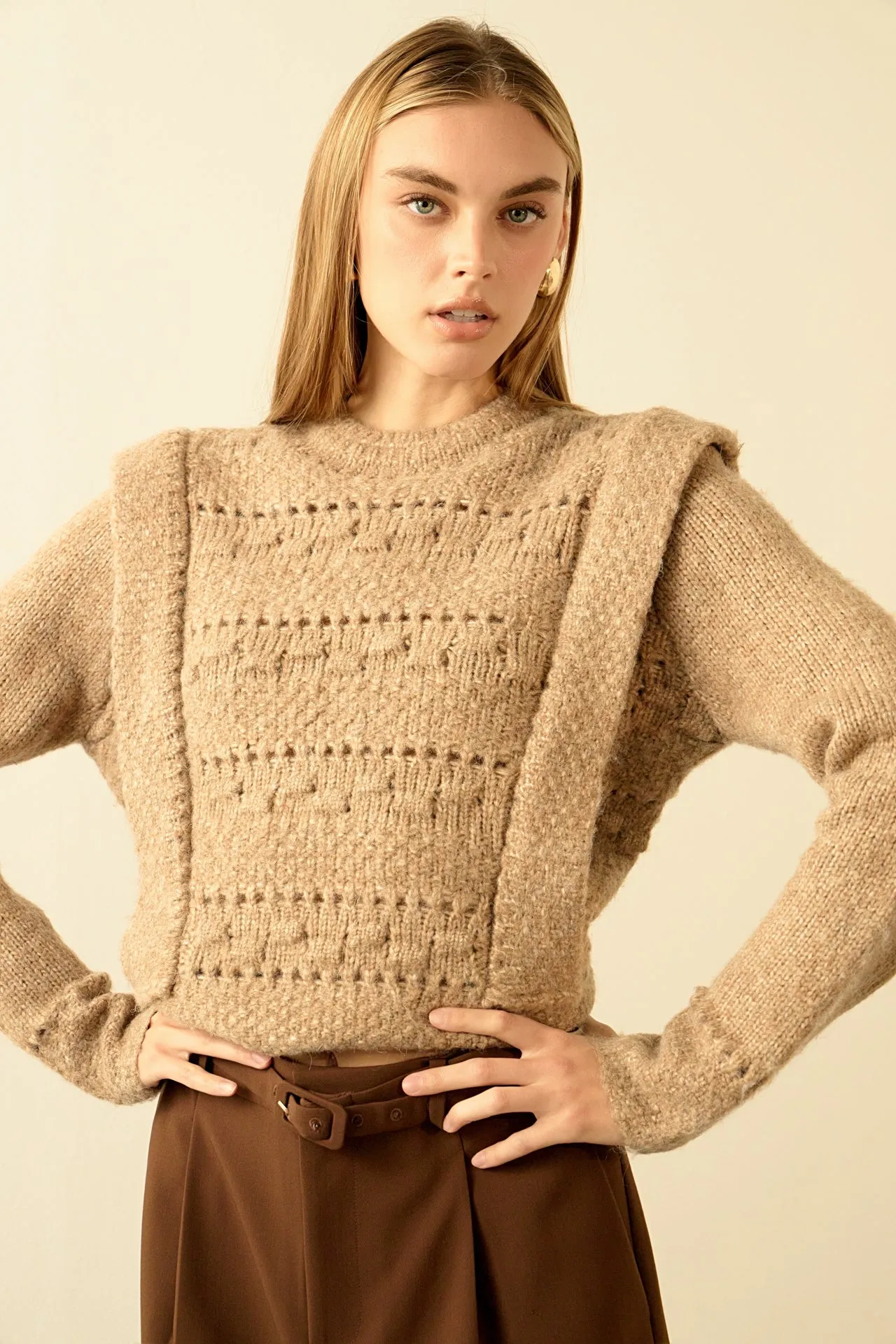 Chunky Wool Knit Detailed Sweater