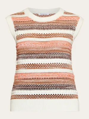 Crew neck organic cotton vest - GOTS/Vegan - Multi color stripe