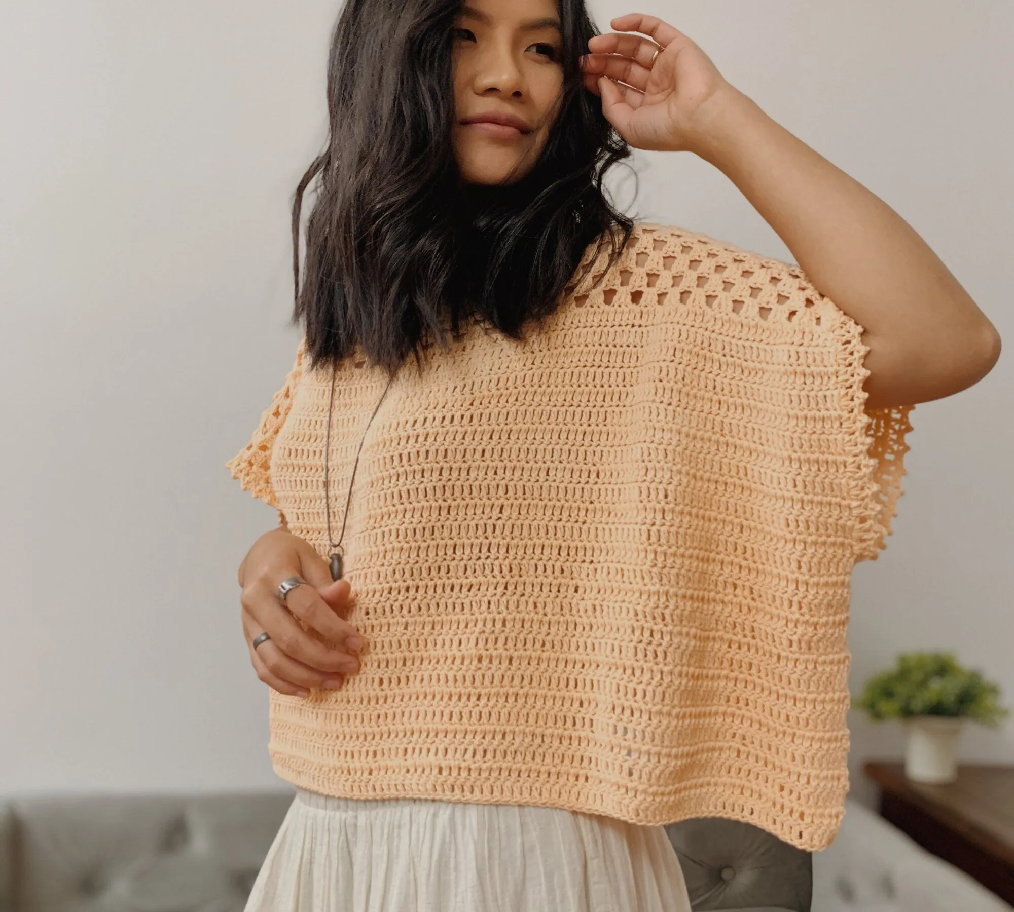 Crochet Poncho Top pattern, PDF digital download, includes women&#39;s XS-XXL, beginner friendly easy crochet project, easy to customize