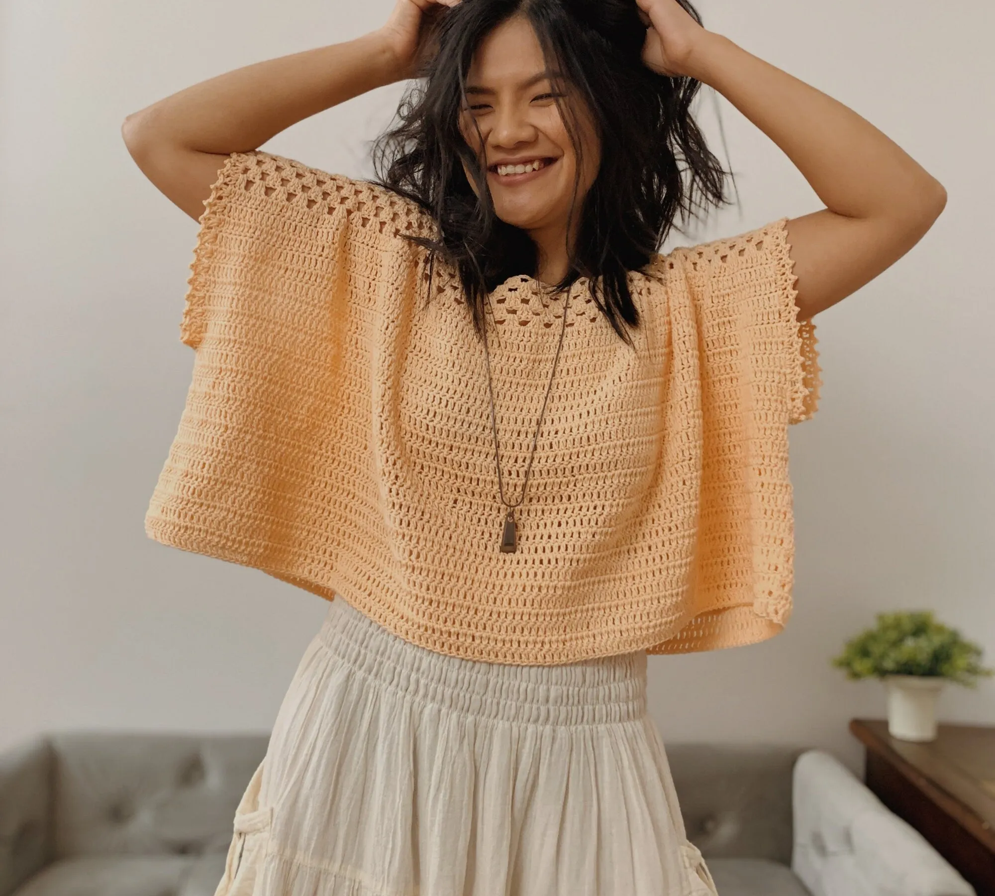 Crochet Poncho Top pattern, PDF digital download, includes women&#39;s XS-XXL, beginner friendly easy crochet project, easy to customize