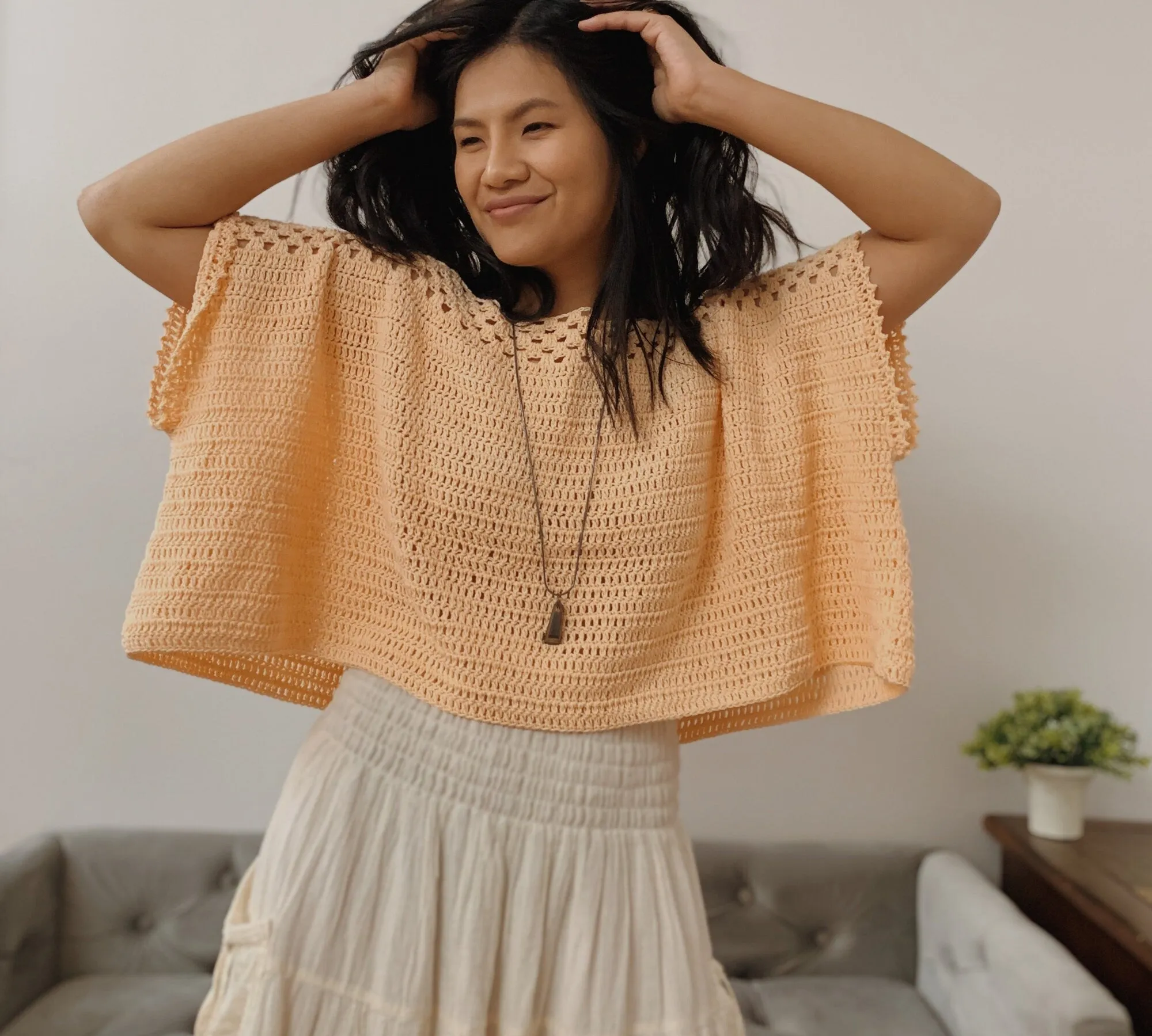 Crochet Poncho Top pattern, PDF digital download, includes women&#39;s XS-XXL, beginner friendly easy crochet project, easy to customize