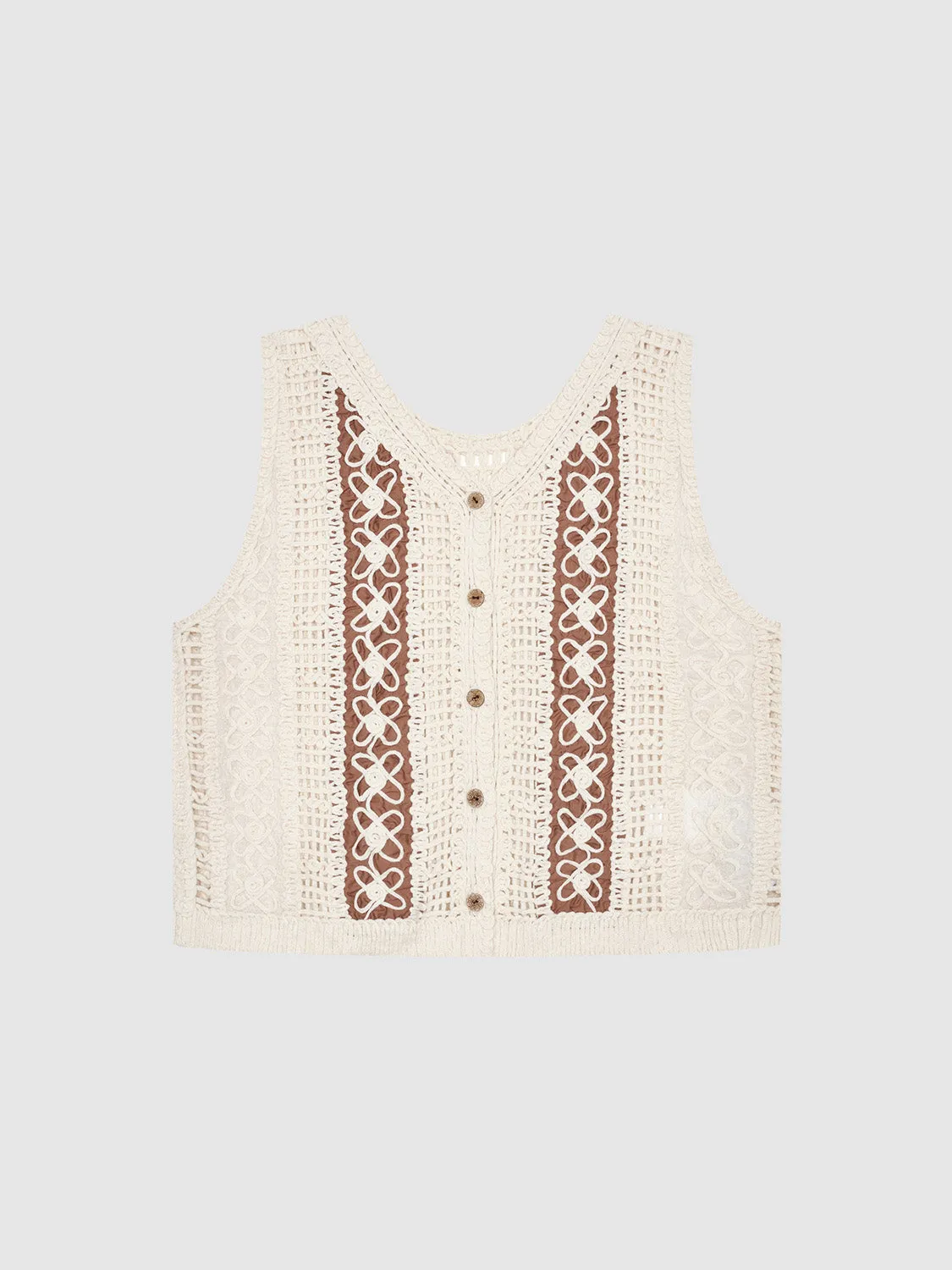 Crochet V-Neck Knitted Vest