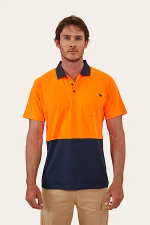 Crossroad Mens Hi-Vis Polo - Neon Orange Red