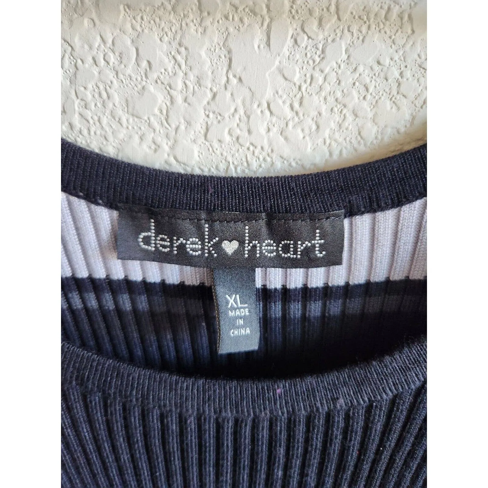 Derek Heart Womens Sz M Knee Length Long Sleeve Ribbed Dress Black Striped