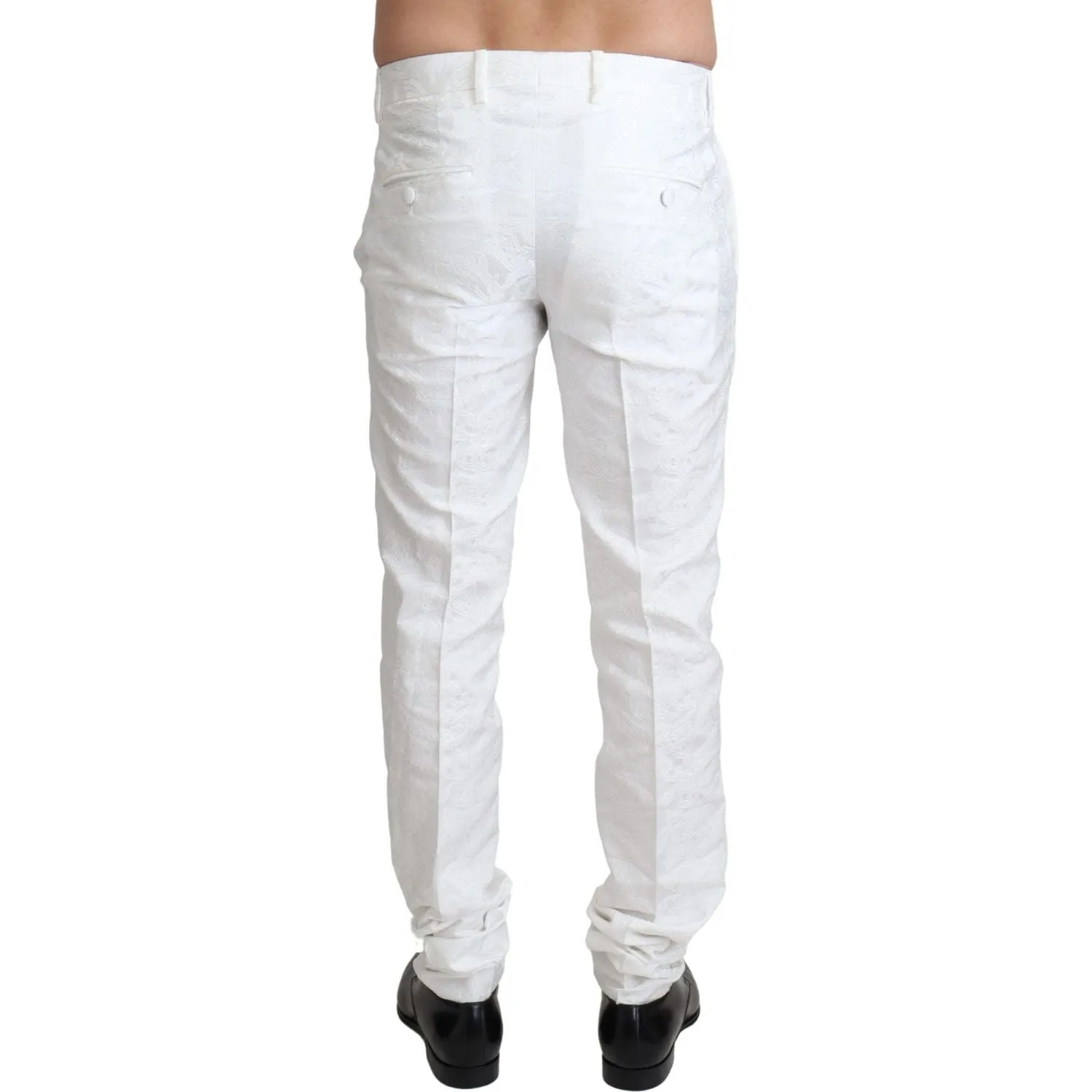 Dolce & Gabbana Elegant White Brocade Dress Pants