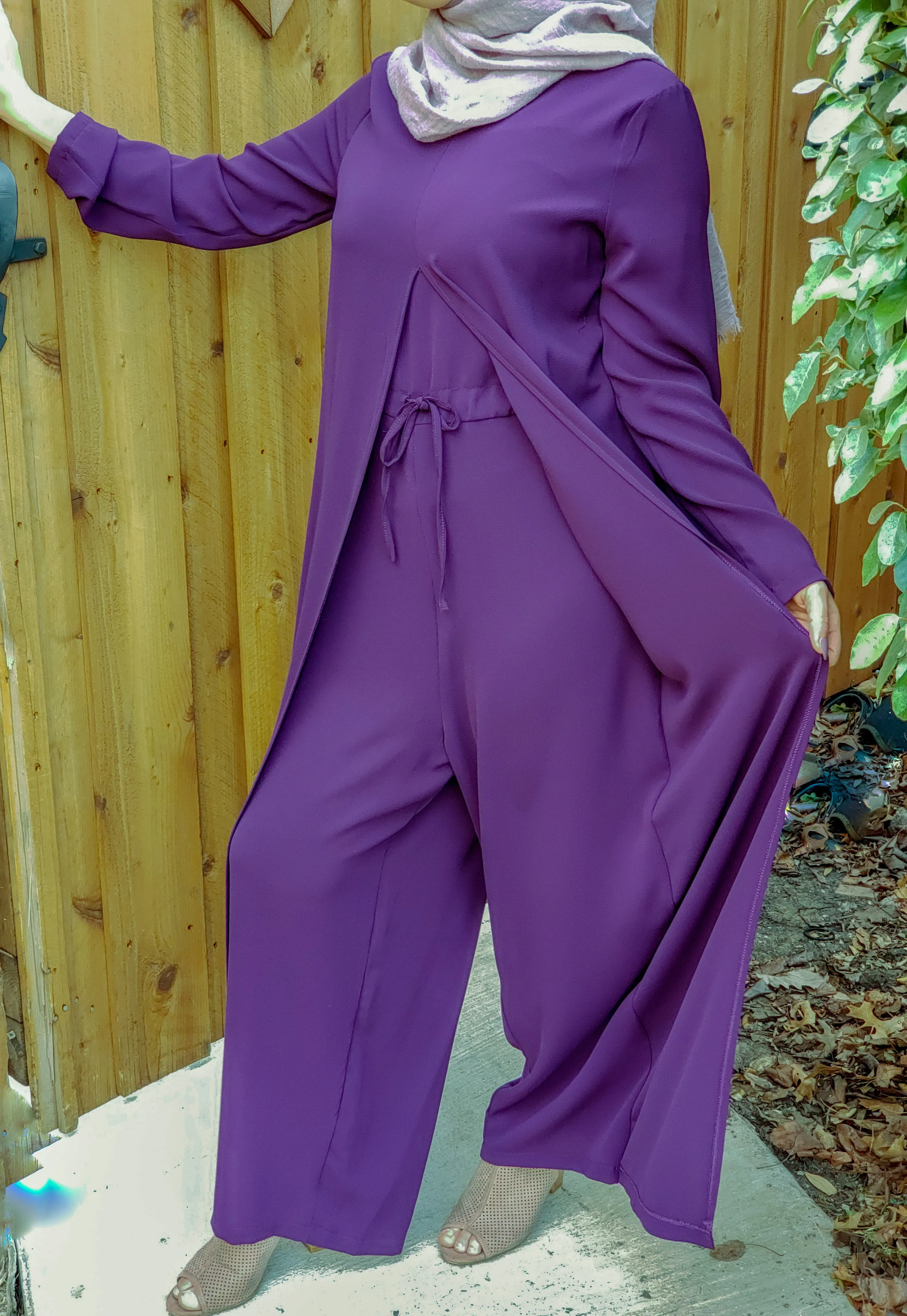 Draped Maxi Jumpsuit - Purple