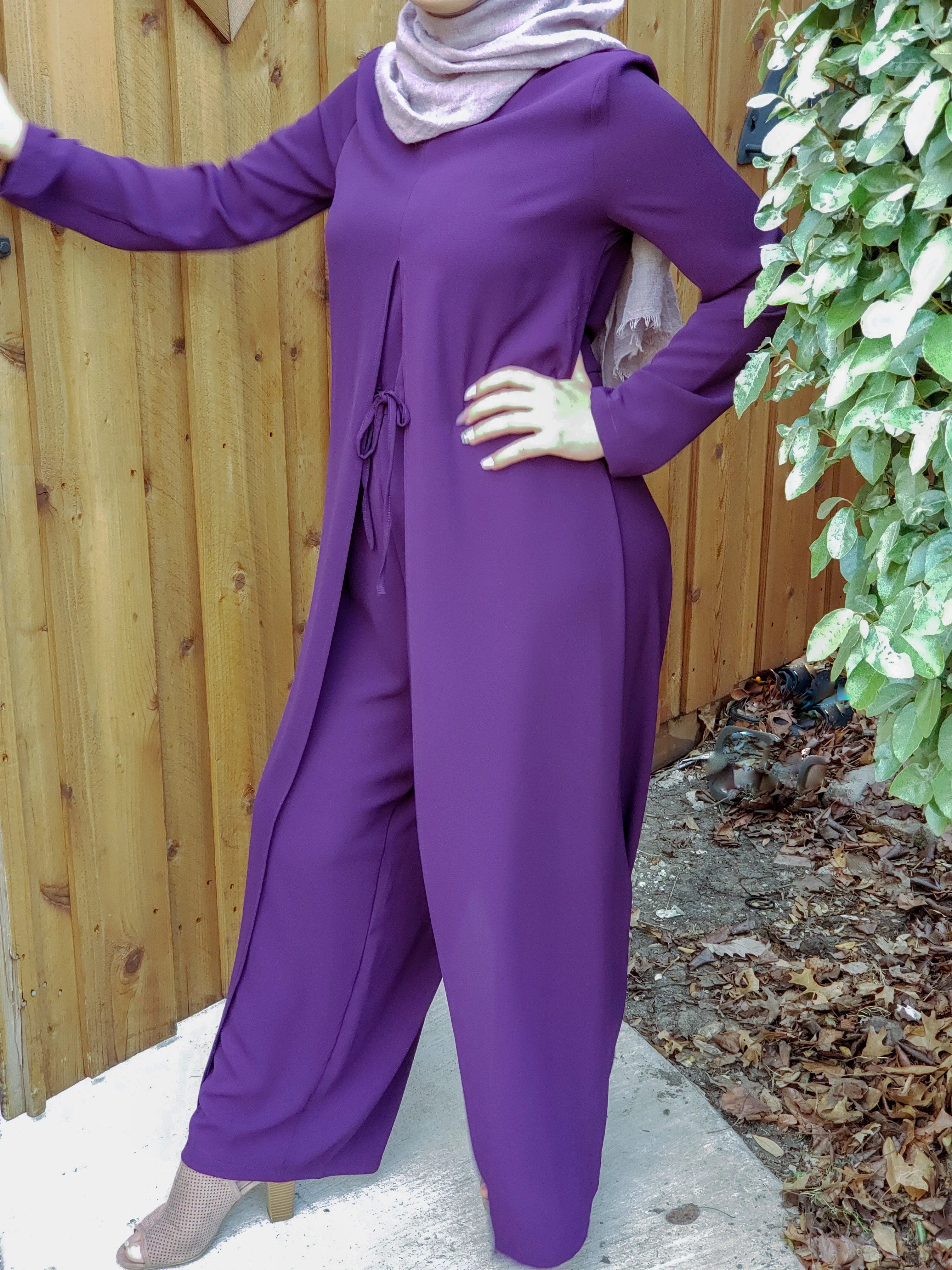 Draped Maxi Jumpsuit - Purple