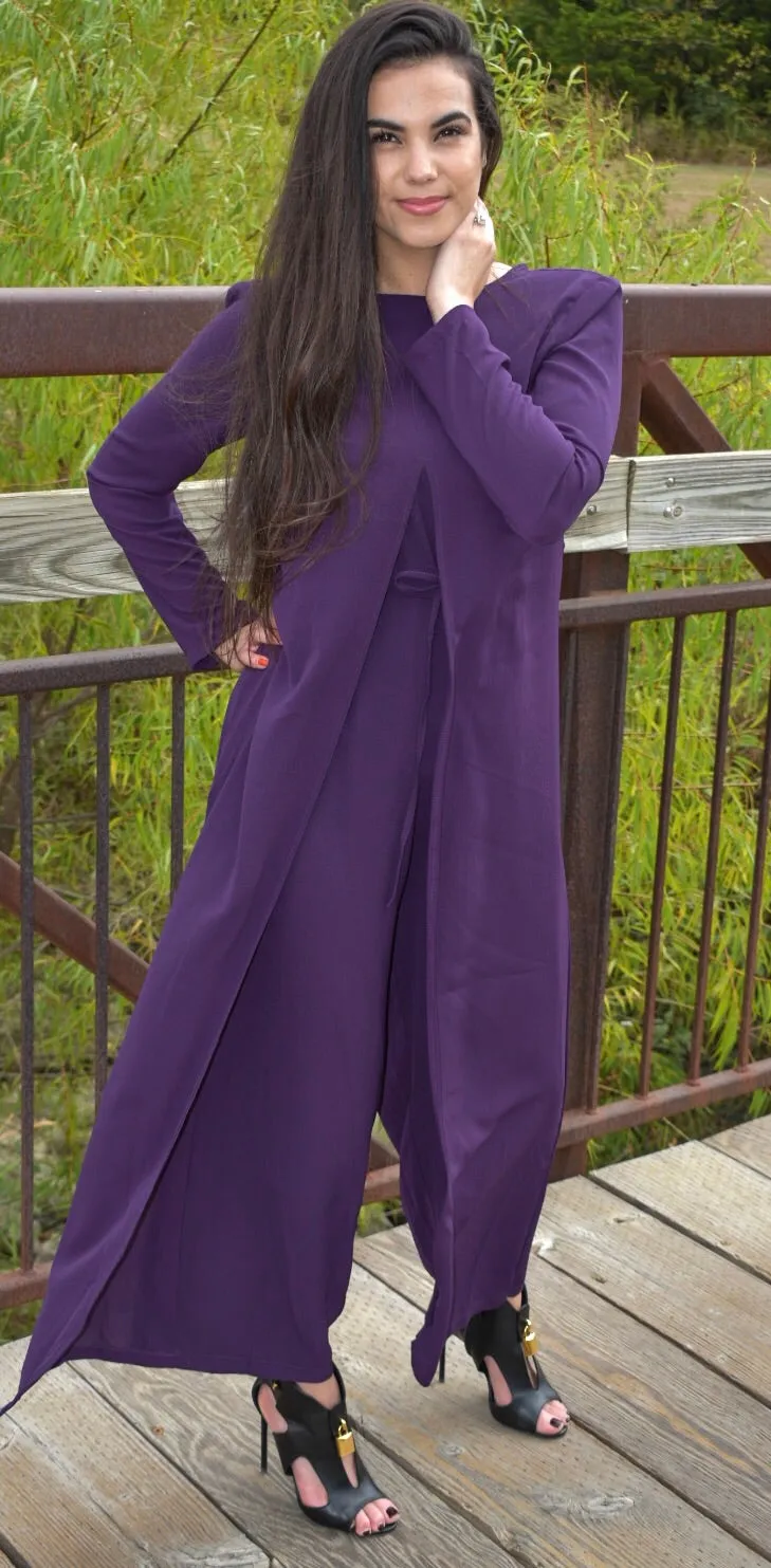 Draped Maxi Jumpsuit - Purple