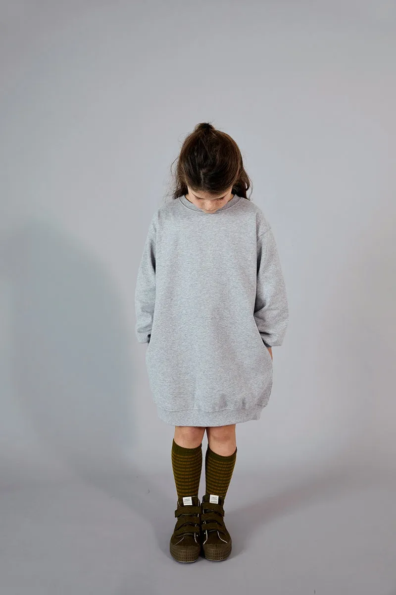 Dropped Shoulder Dress | Grey Melange