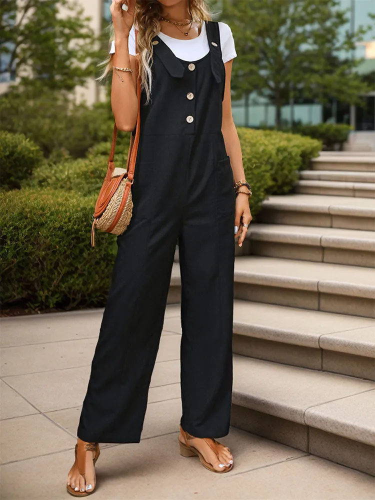 Elegant Black  style  Suspender Jumpsuit