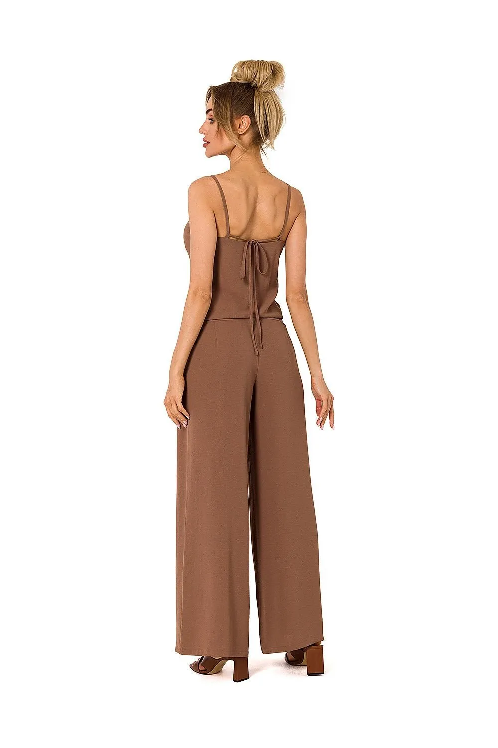 Elegant Draped Neck Jumpsuit with Comfortable Elastic Waist