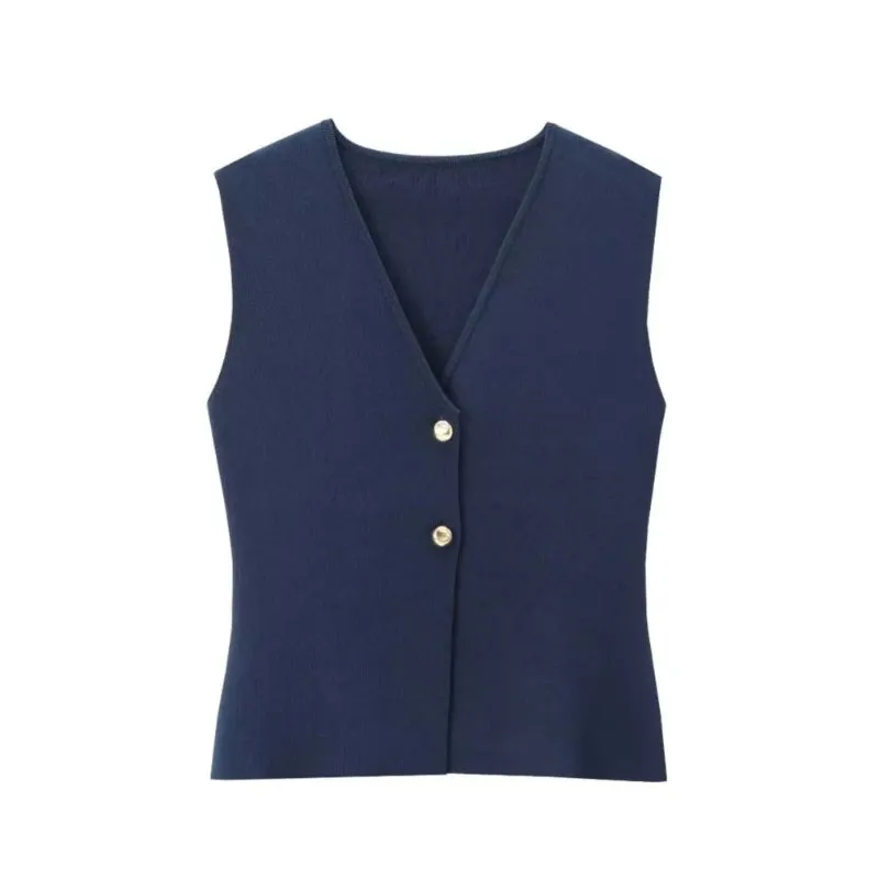 Elegant Knitted Button Down Vest