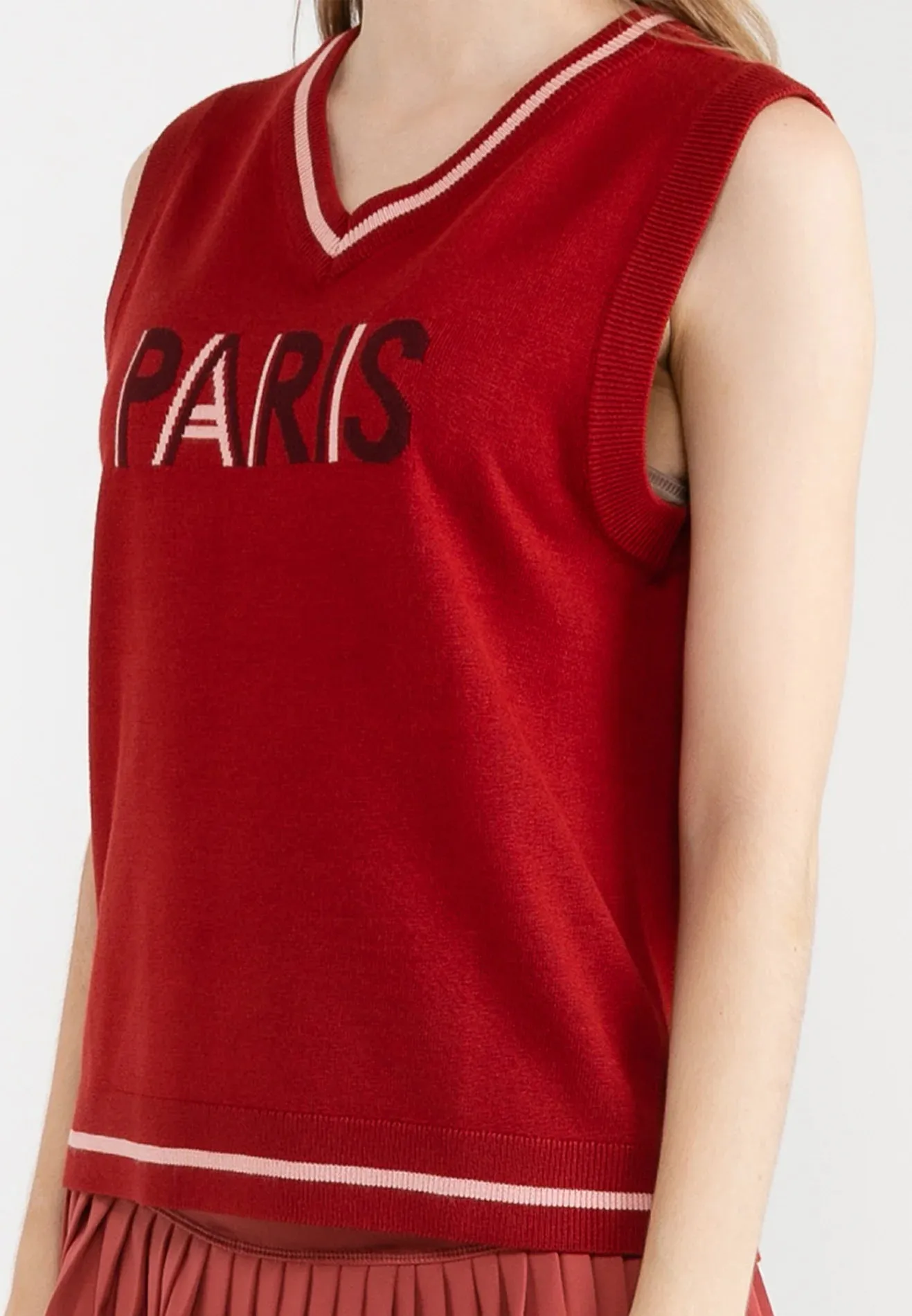 ELLE Active “PARIS” Sleeveless V-Neck Knitted Vest