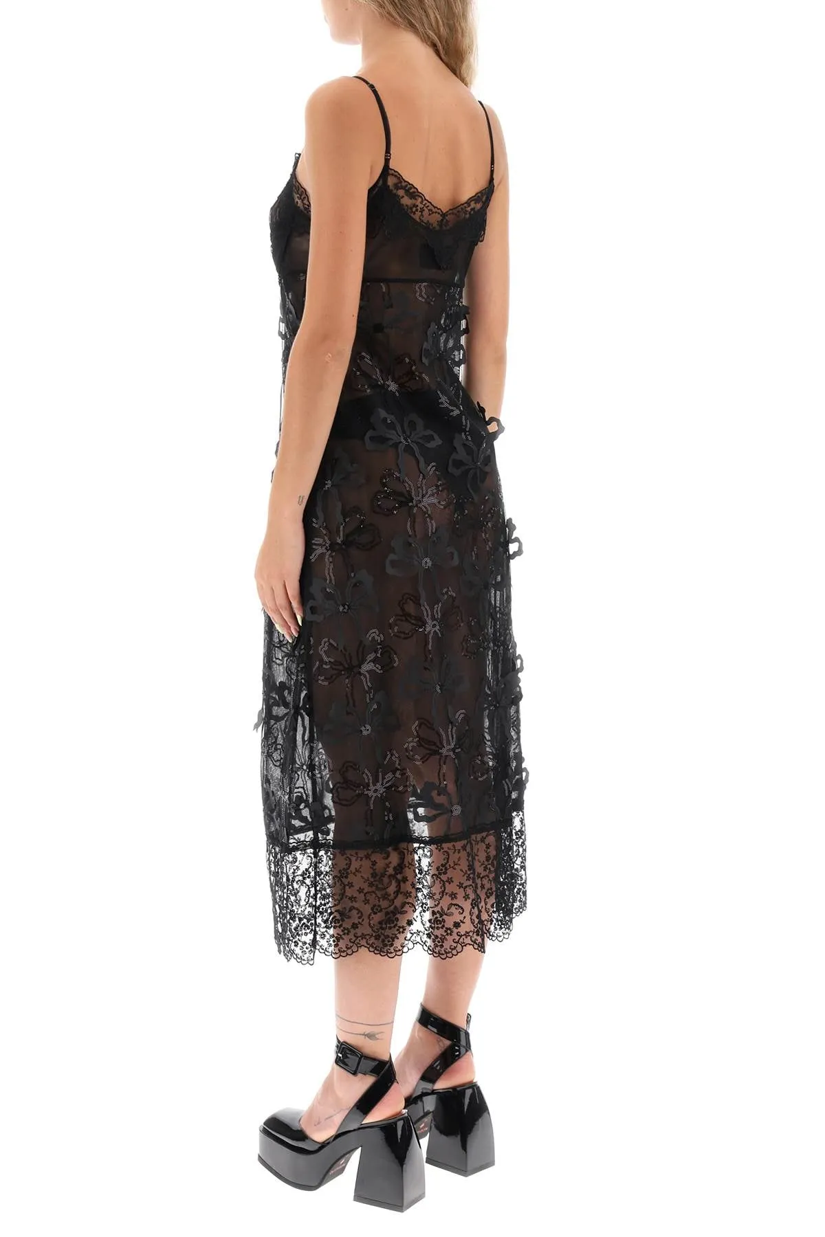 embroidered tulle slip dress