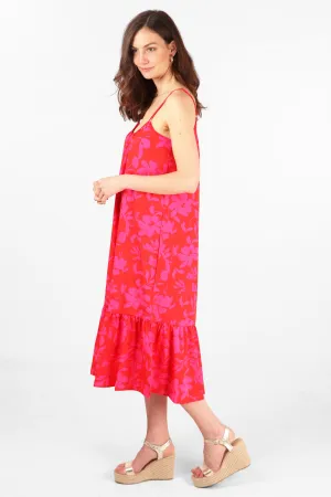 Erica Slip Dress- Red/Pink, Tropical Floral