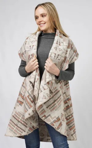 EVT10690 AZTEC REVERSIBLE ROUND SHAWL VEST