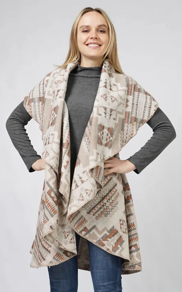 EVT10690 AZTEC REVERSIBLE ROUND SHAWL VEST