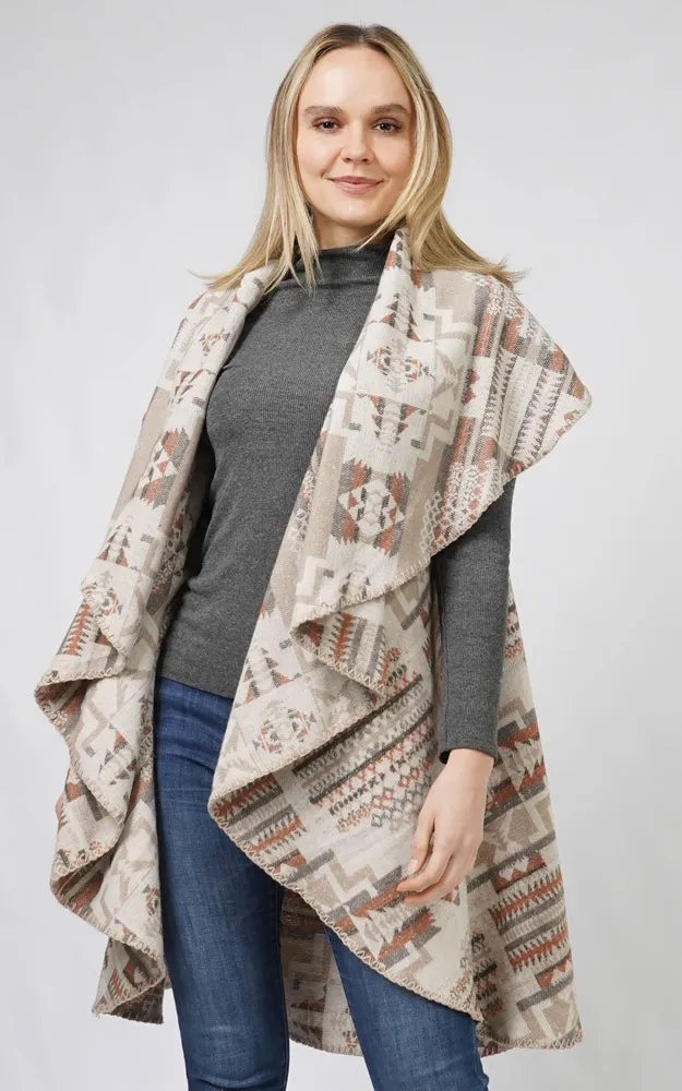 EVT10690 AZTEC REVERSIBLE ROUND SHAWL VEST