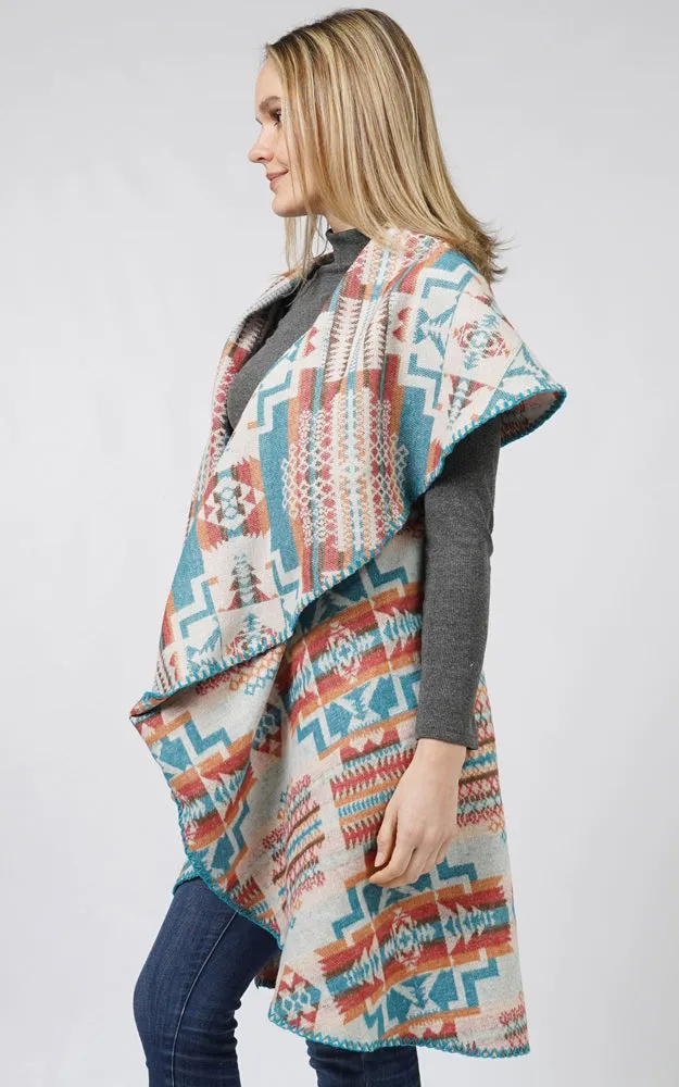 EVT10690 AZTEC REVERSIBLE ROUND SHAWL VEST