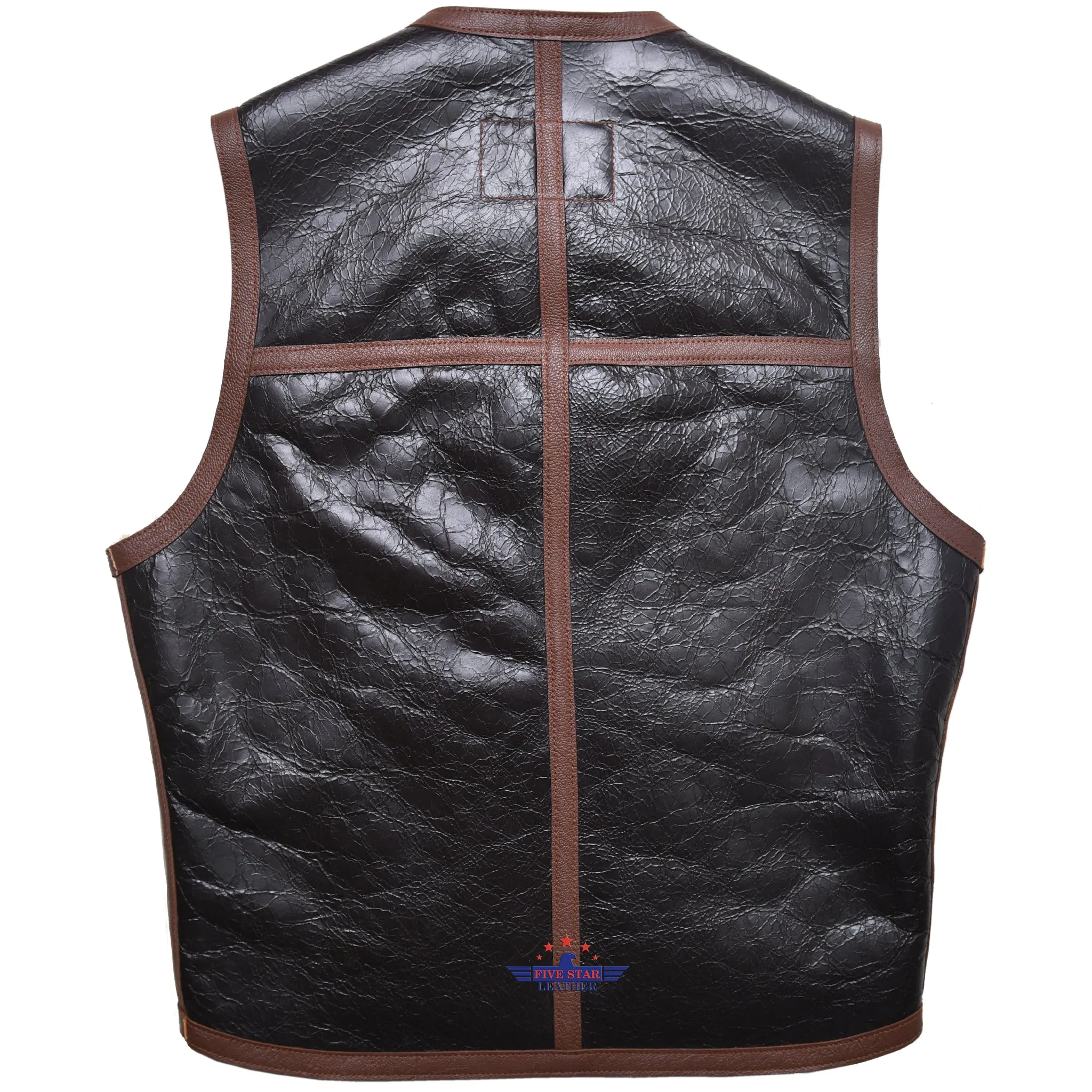 FiveStar Leather Repro Aviator Vest Seal Brown