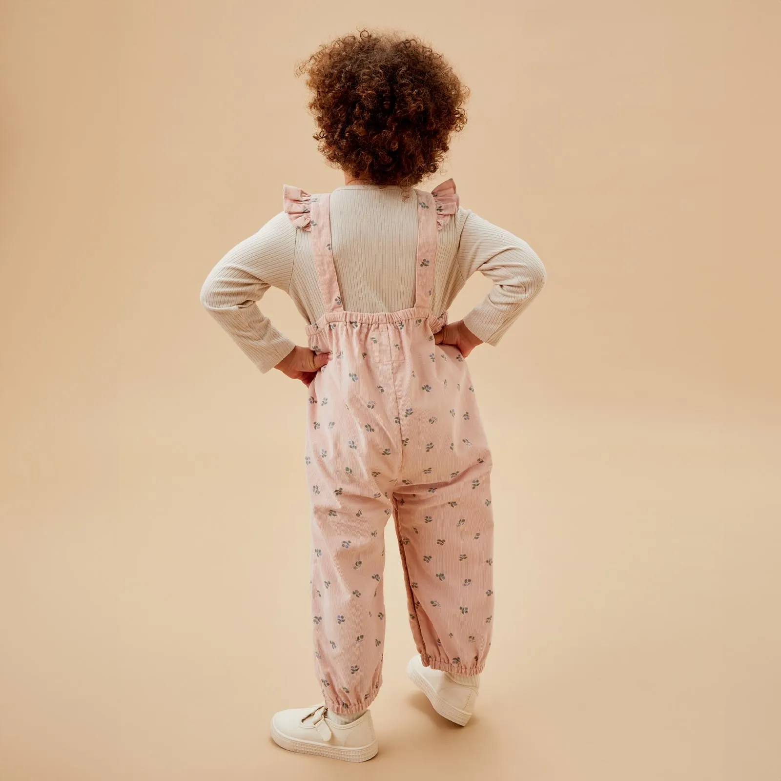 Floral Frilled Corduroy Overalls & Bodysuit Outfit