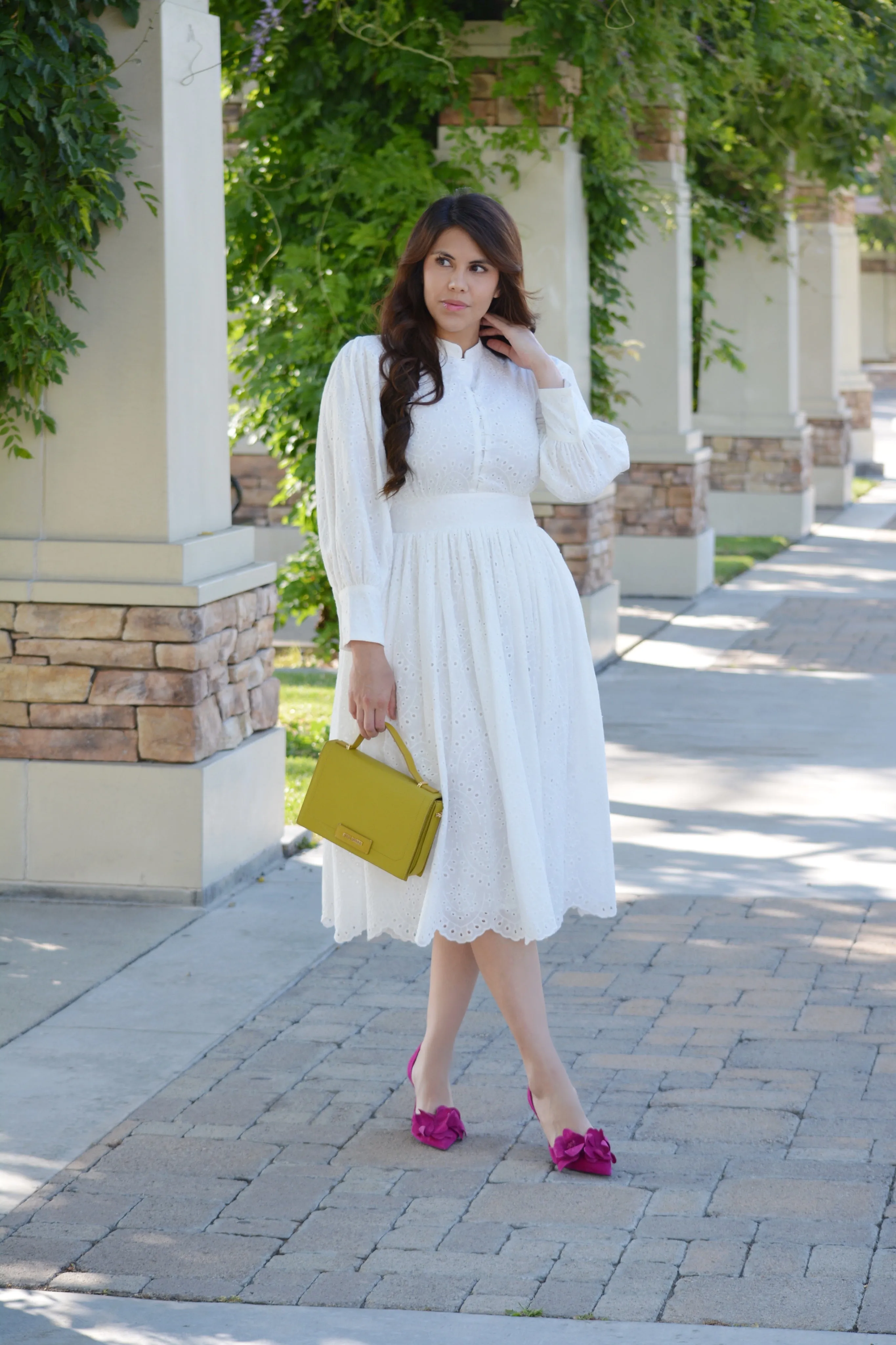 Florence White Eyelet Cotton Dress