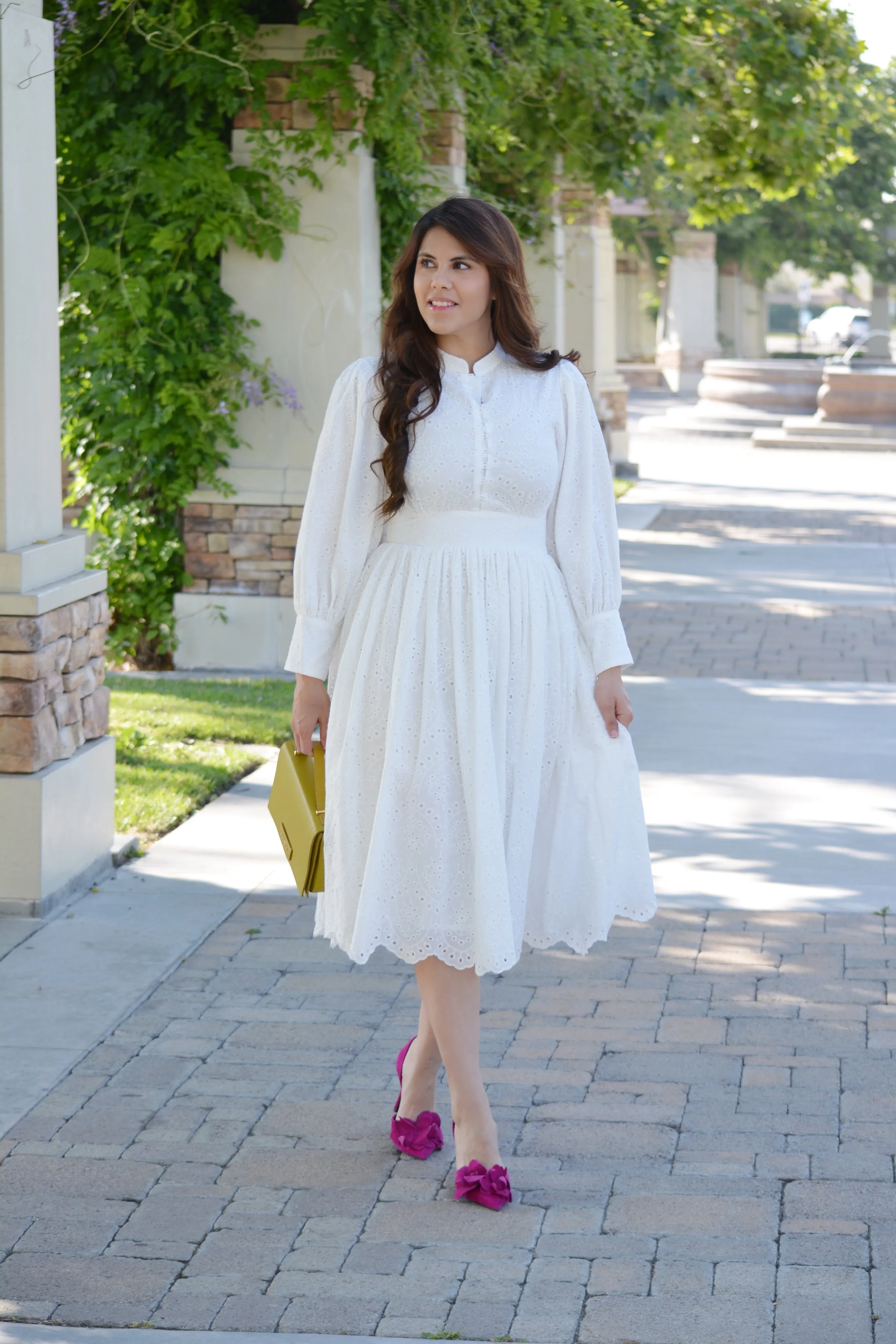 Florence White Eyelet Cotton Dress