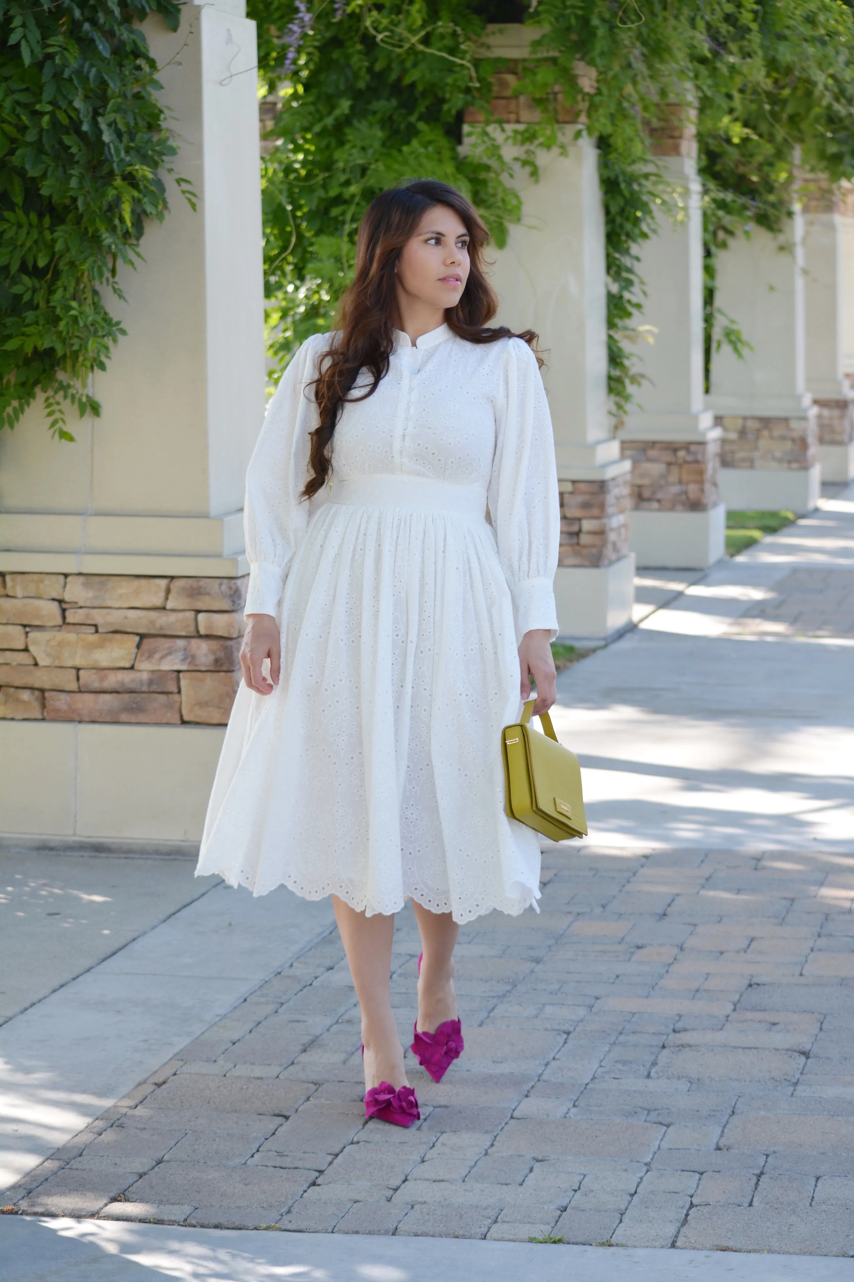 Florence White Eyelet Cotton Dress