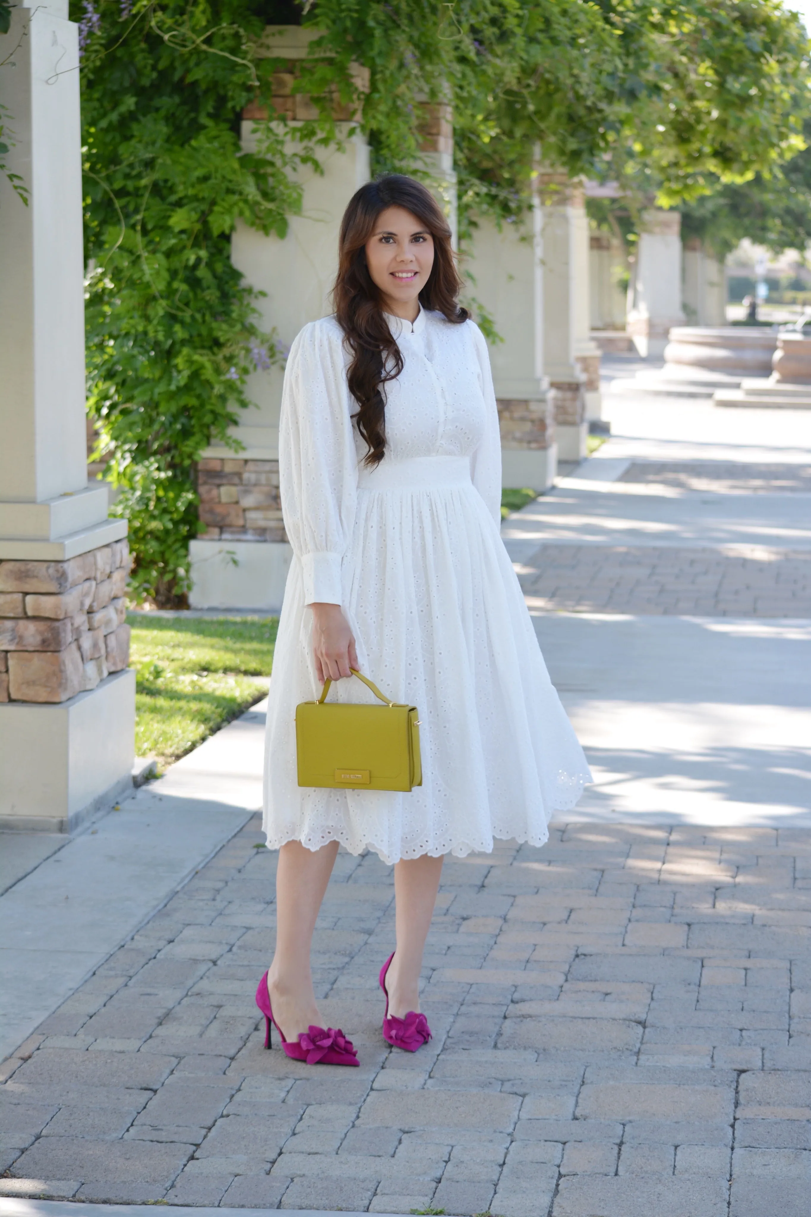 Florence White Eyelet Cotton Dress