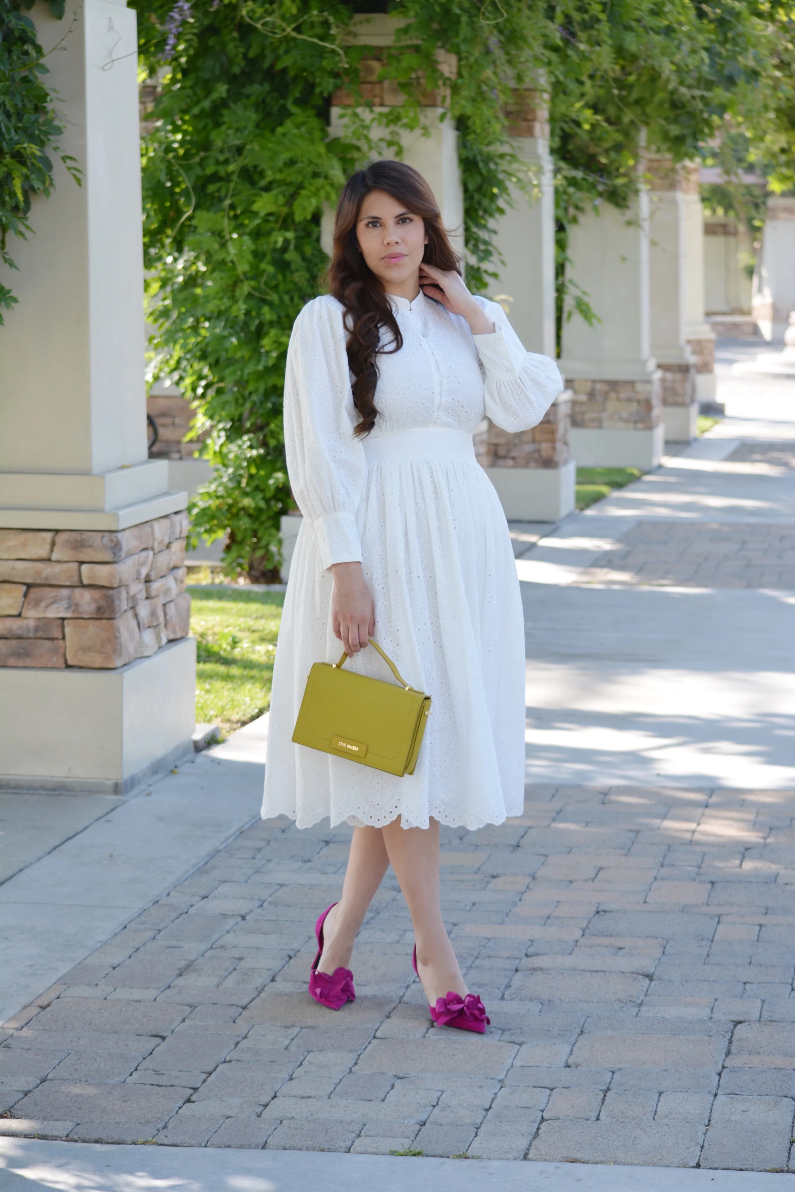 Florence White Eyelet Cotton Dress