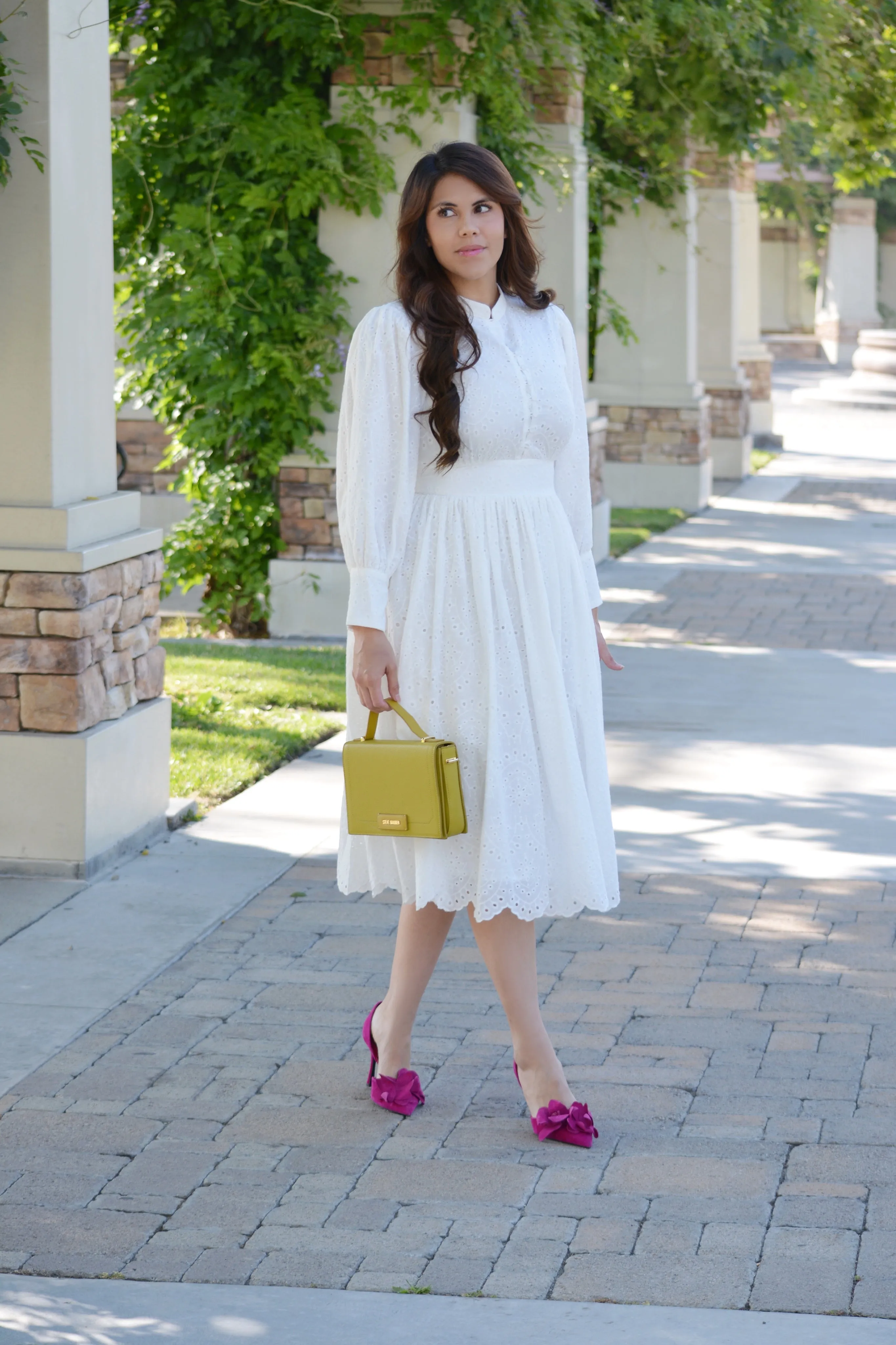 Florence White Eyelet Cotton Dress