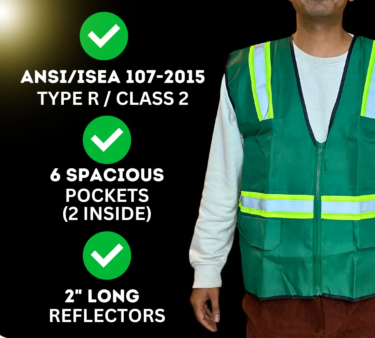 Forest Green Safety Vest, Small  - SW15F-S