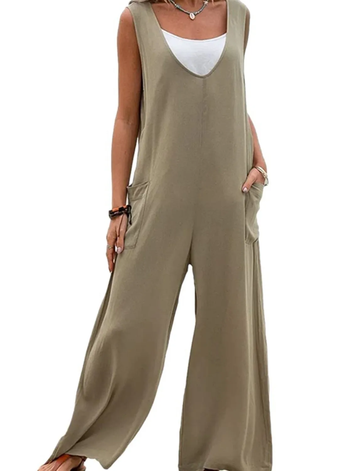 Full Size Beachy Jumpsuit with Pockets