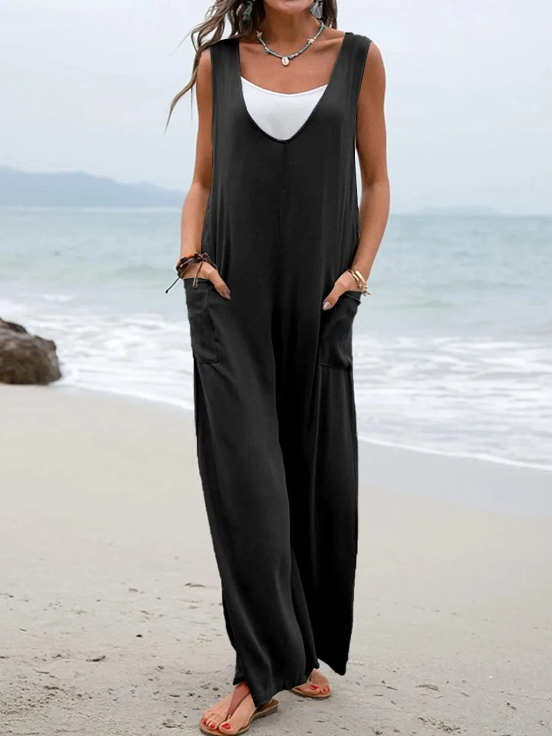 Full Size Beachy Jumpsuit with Pockets