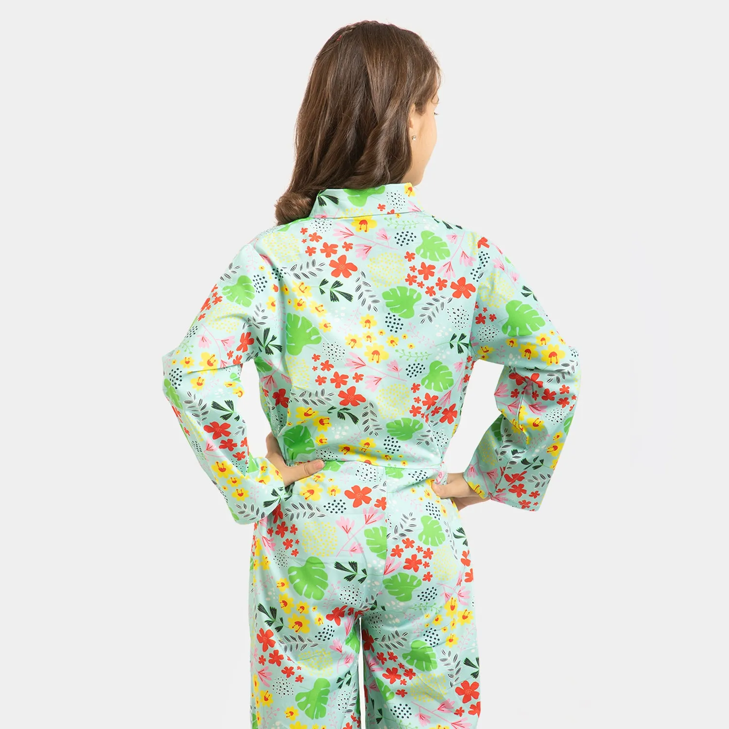 Girls Cotton Jumpsuit - Multi