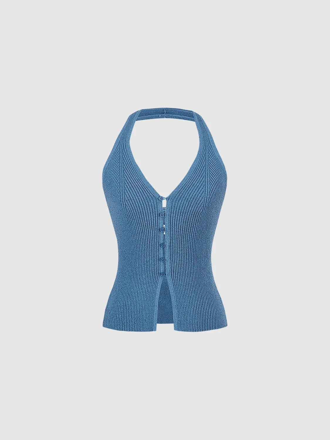 Halter Neck Knitted Skinny Vest