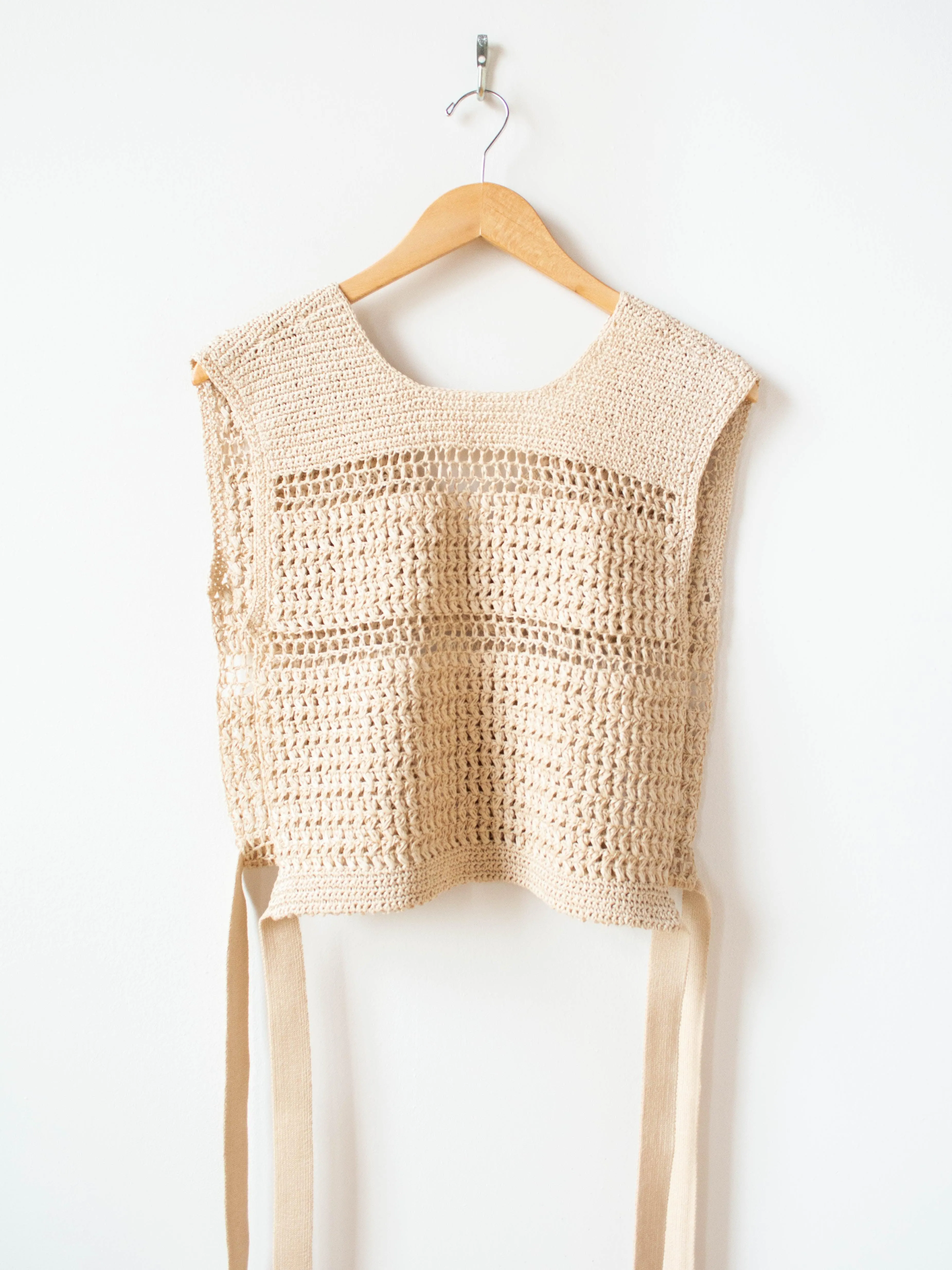 Hand Crochet Gima Cotton Vest - Ecru