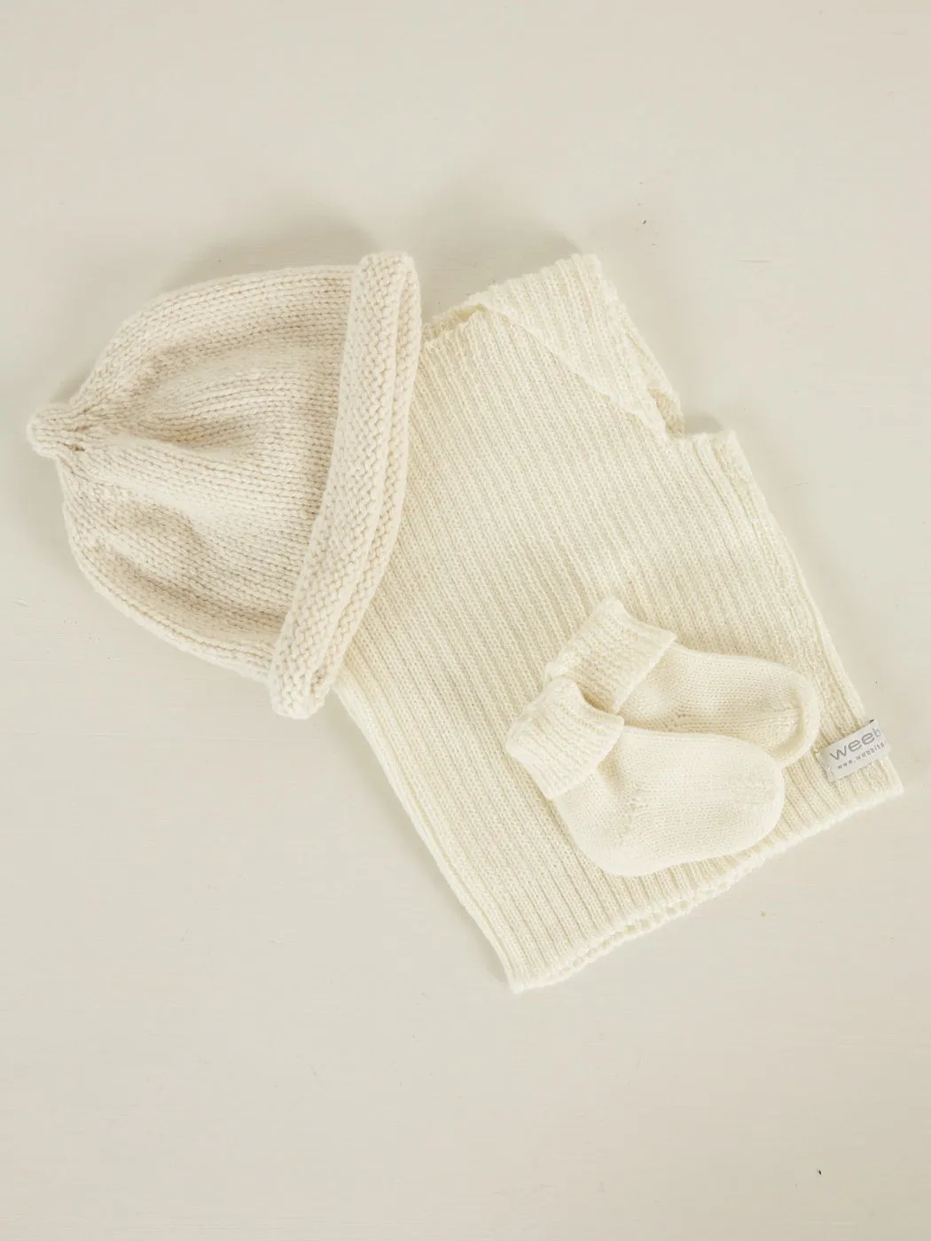 Hand Knitted Beanie, Vest & Socks Set | Cream 0-3 Months