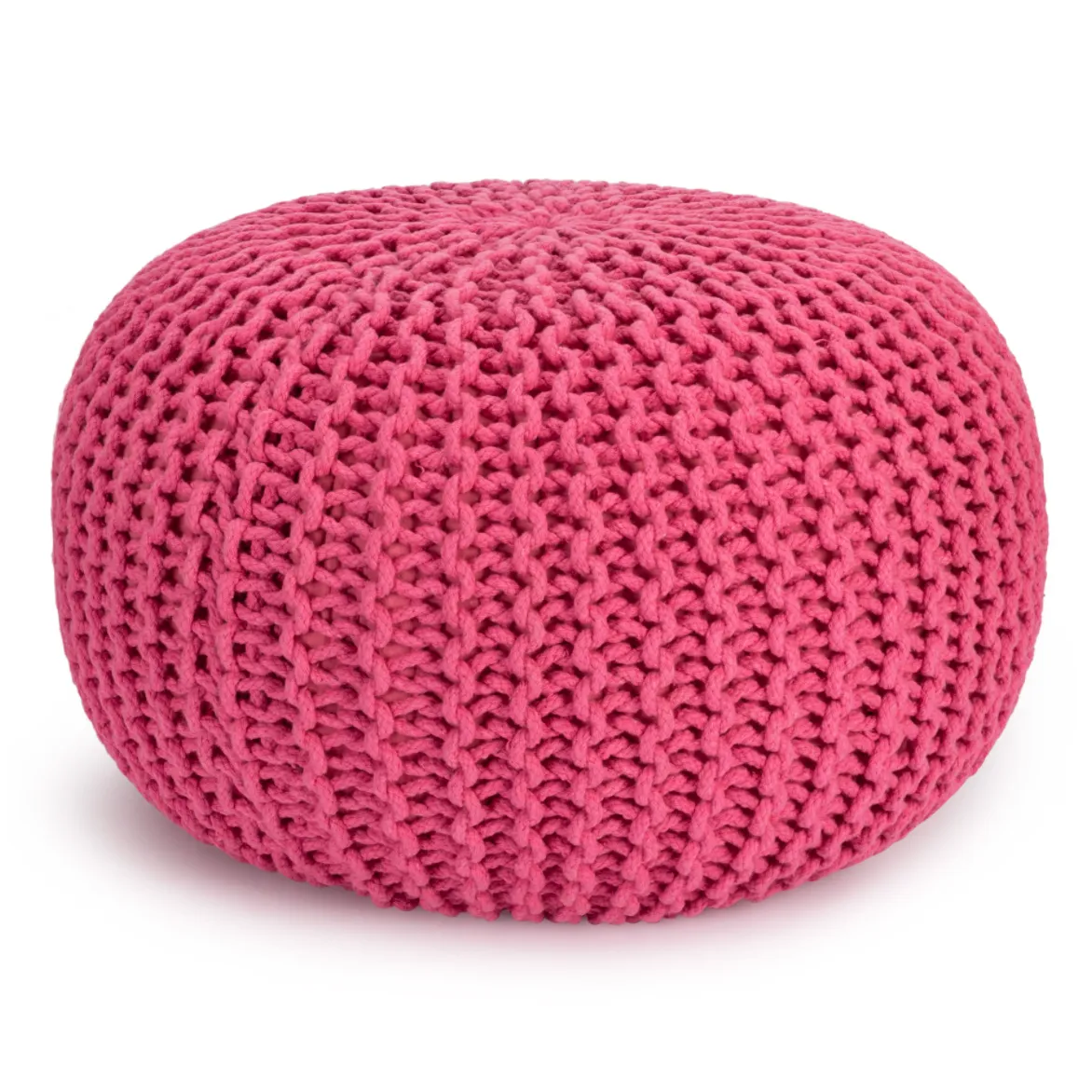 Handmade Knitted Pouffe Footstool 60cm - Pink