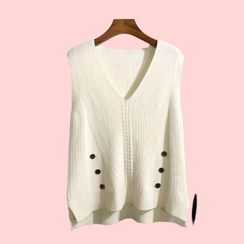 Hem Split Pullover Sweater Women's Vest Collar Small Vest