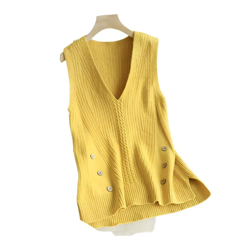 Hem Split Pullover Sweater Women's Vest Collar Small Vest