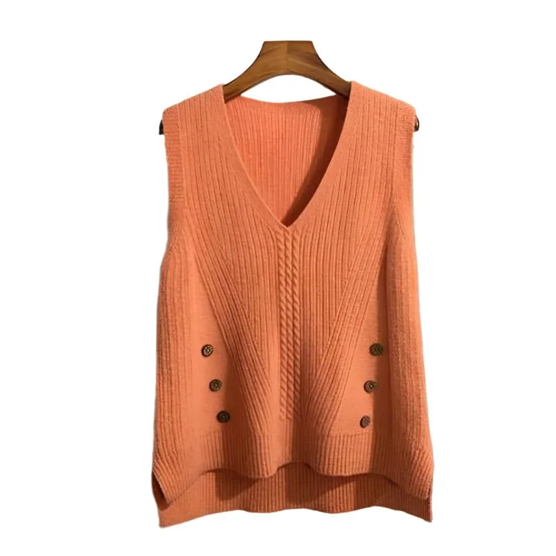 Hem Split Pullover Sweater Women's Vest Collar Small Vest