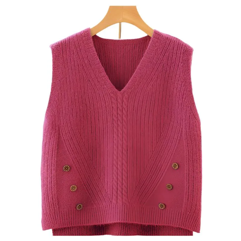 Hem Split Pullover Sweater Women's Vest Collar Small Vest