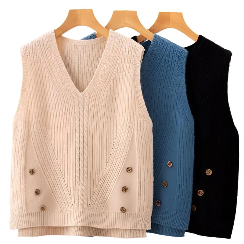 Hem Split Pullover Sweater Women's Vest Collar Small Vest