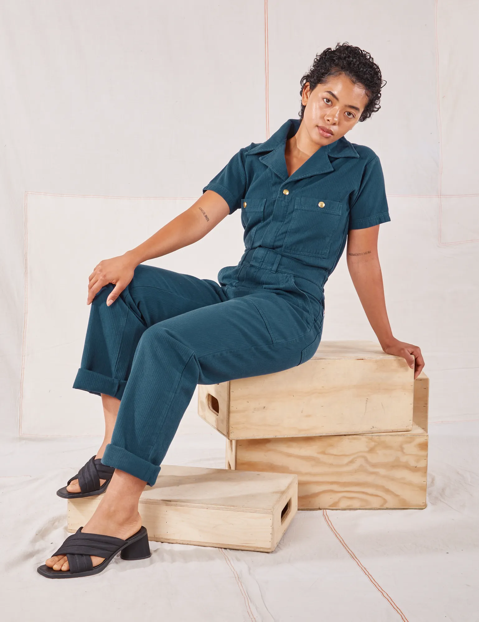 Heritage Short Sleeve Jumpsuit - Lagoon