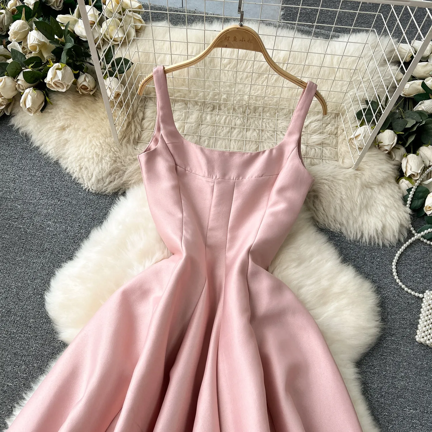 High-end Square Neckline Slip Dress