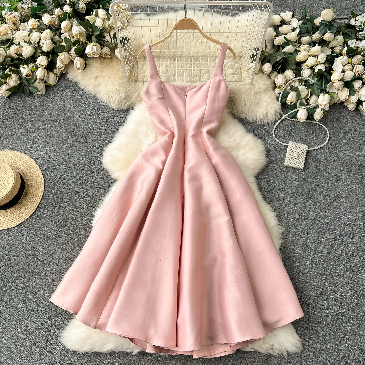 High-end Square Neckline Slip Dress