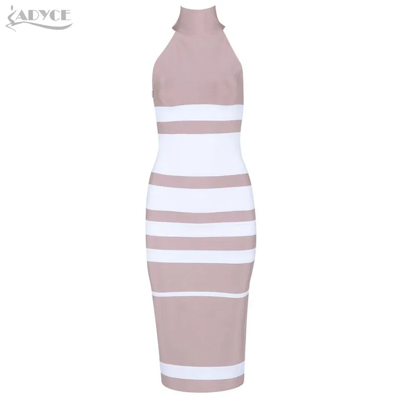 High Neck Sleeveless Bodycon Midi Dress